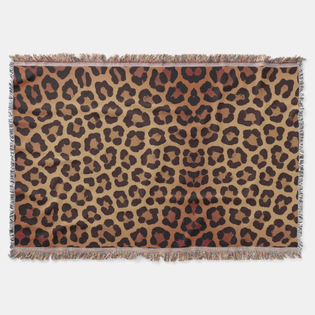 Leopard Print Pattern Throw Blanket (Front)