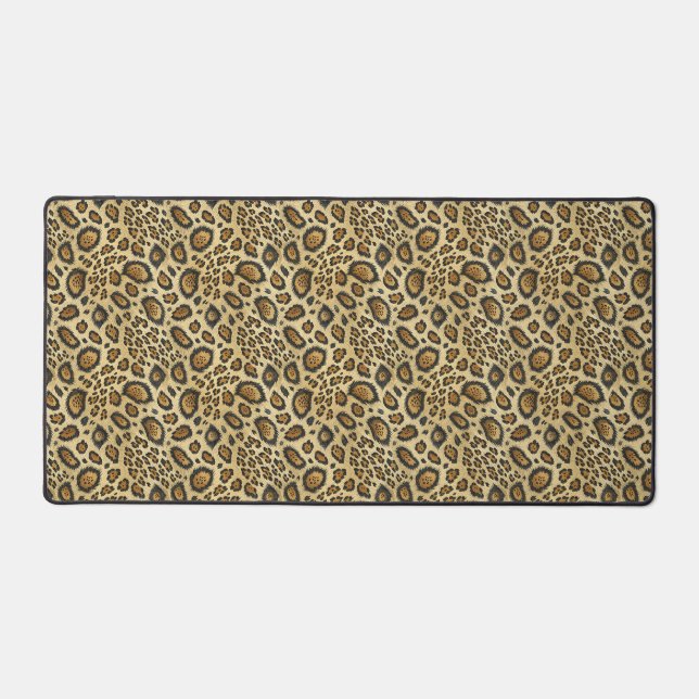 Leopard Print Pattern – Wild Animal Skin Design Desk Mat (Front)