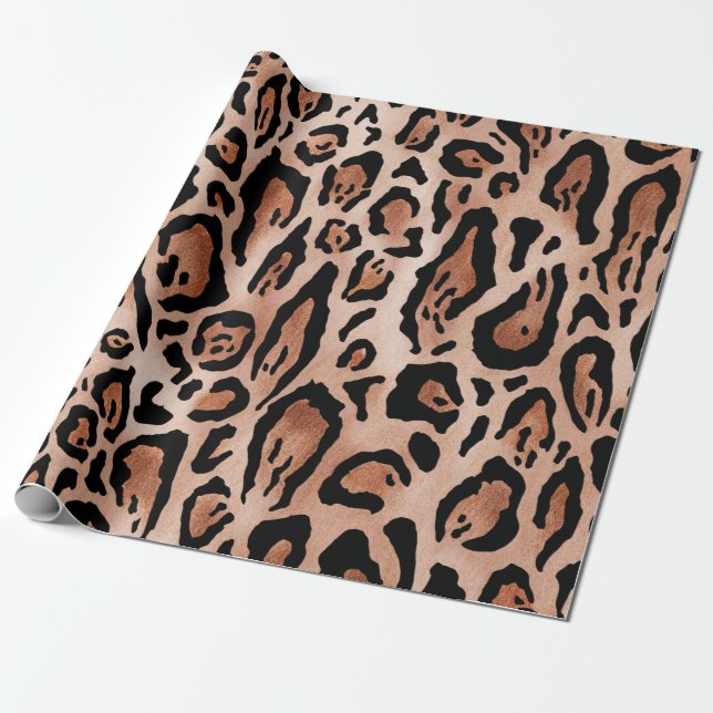 Leopard print pattern wrapping paper (Unrolled)