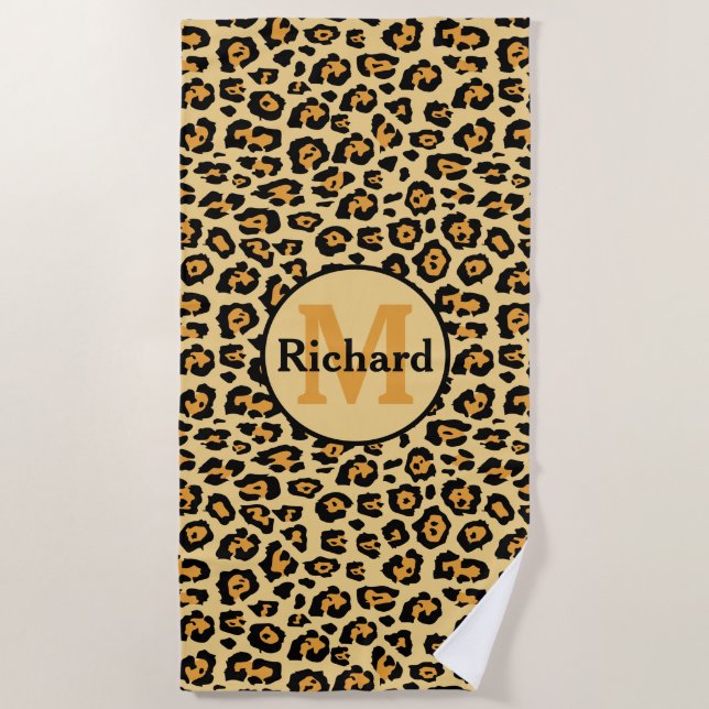 Leopard Print Personalised Beach Towel (Front)