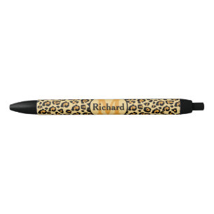 Leopard Print Personalised  Black Ink Pen