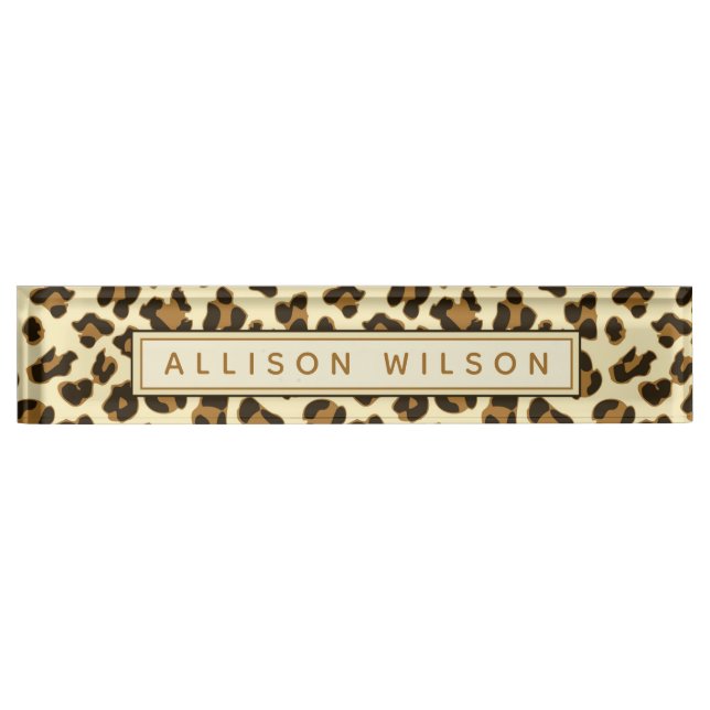 Leopard Print - Personalised Desk Name Plate (Front)