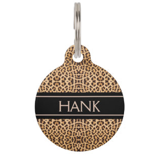 Leopard Print Personalised Dog Pet Tag