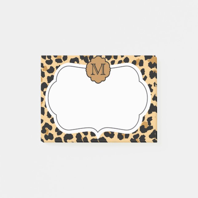 Leopard Print Personalised Monogram Post-It Notes (Front)