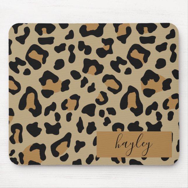 Leopard Print Personalised Mouse Pad (Front)