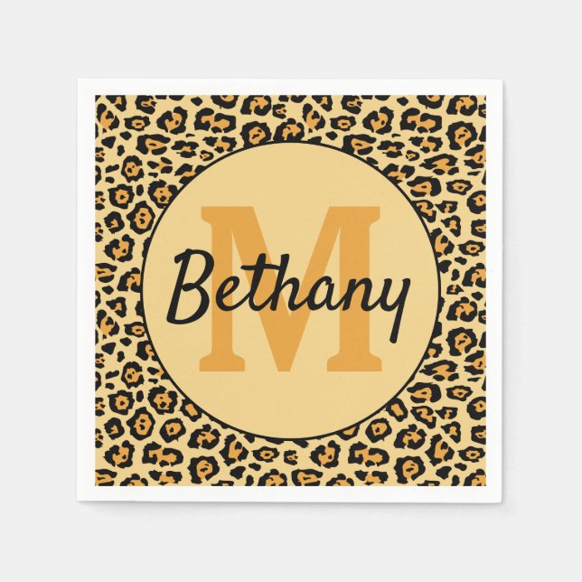 Leopard Print Personalised  Napkin (Front)