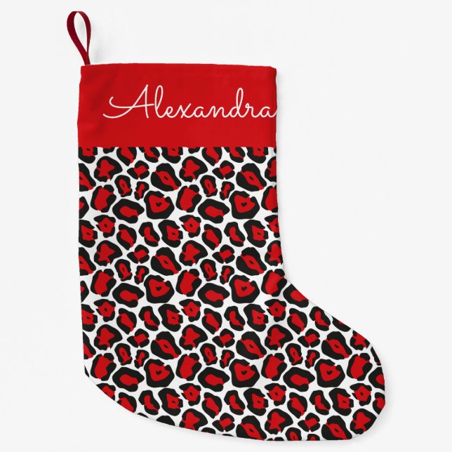 Leopard Print Personalized Christmas Stocking (Front)