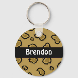 Leopard Print Personalized Key Chain