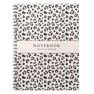 Leopard print pink custom name  notebook