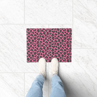 Leopard Print Pink Grey Doormat