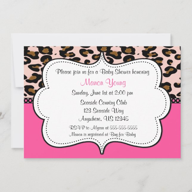 Leopard Print Pink Invitaiton Invitation (Front)
