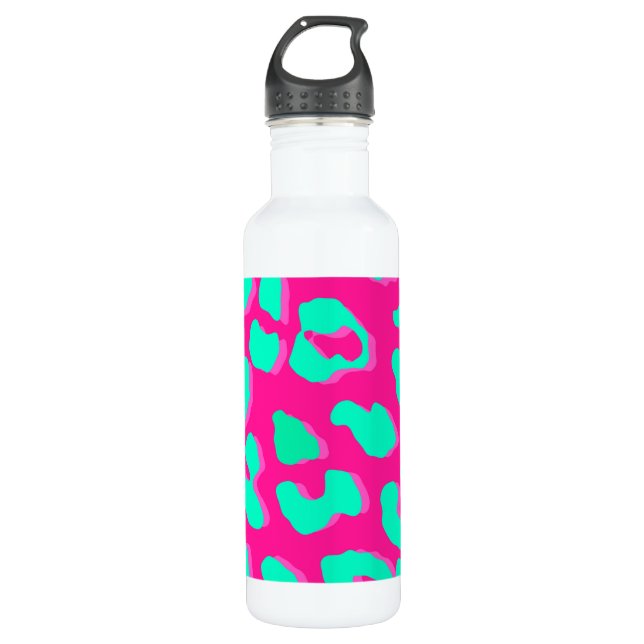 Leopard Print Pink Mint 710 Ml Water Bottle (Front)