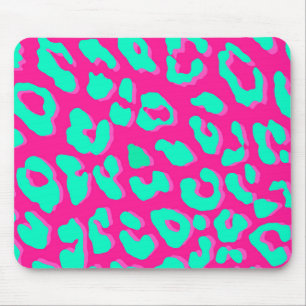 Leopard Print Pink Mint Mouse Pad