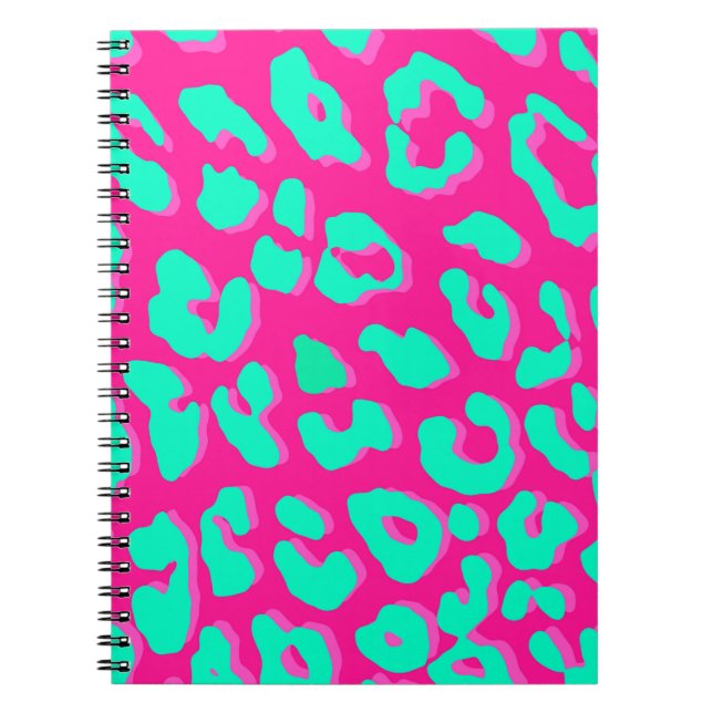 Leopard Print Pink Mint Notebook (Front)