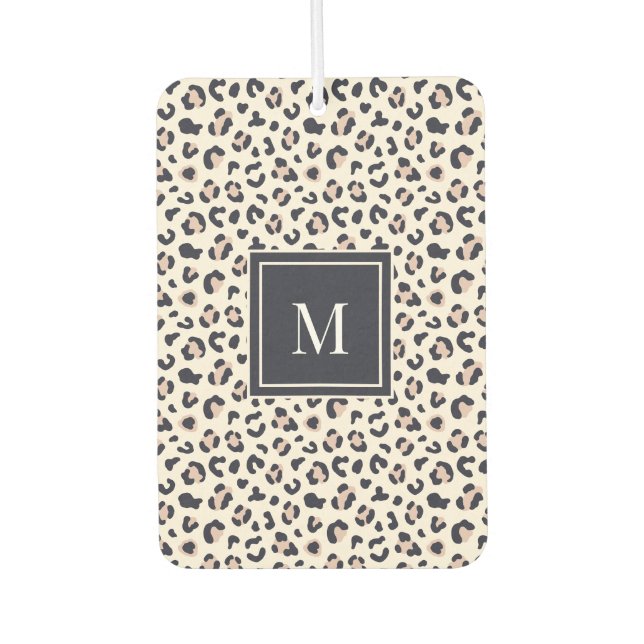 Leopard print pink monogram  car air freshener (Front)