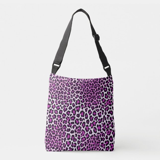 Leopard Print Pink Purple Crossbody Bag (Front)