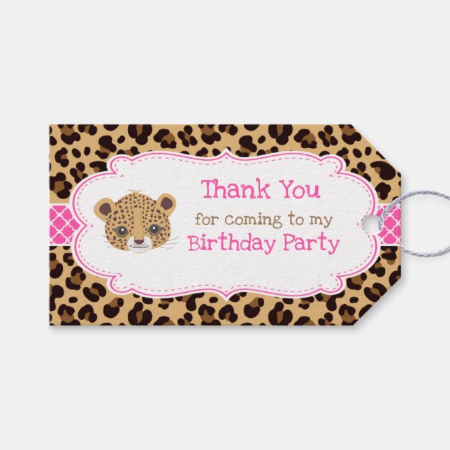 Leopard Print Pink Quatre foil 'Thank You' Tag (Front (Horizontal))