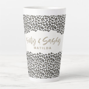 Leopard print pink sixty and sassy 60th birthday latte mug