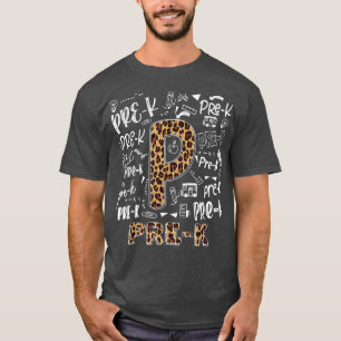 Leopard Print Pre K Teacher Kids Back to School T- T-Shirt