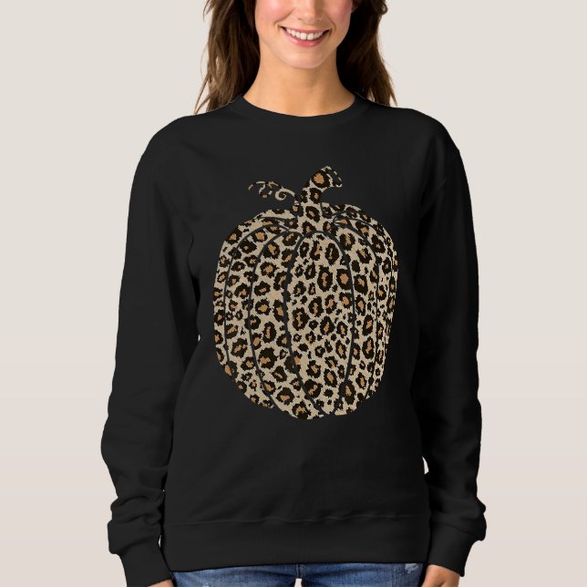 Leopard Print Pumpkin Halloween  Fall Autumn  1 Sweatshirt (Front)