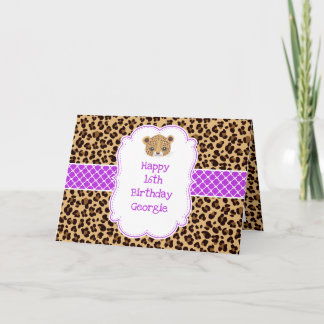 Leopard Print Purple Quatrefoil  Card