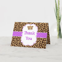 Leopard Print Purple Quatrefoil 'Thank You'