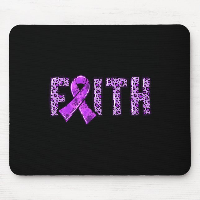 Leopard Print Purple Ribbon FAITH Drug Overdose Aw Mouse Pad (Front)