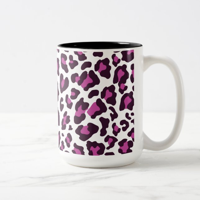 Leopard Print Purple Two-Tone Coffee Mug (Right)