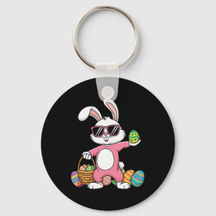 Leopard Print Rabbit Bunny Blowing Bubble Gum East Key Ring
