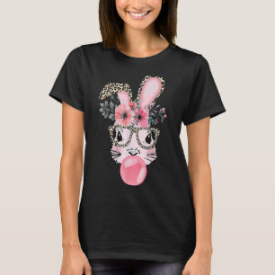 Leopard Print Rabbit Bunny Blowing Bubble Gum East T-Shirt