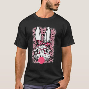 Leopard Print Rabbit Bunny Blowing Bubble Gum East T-Shirt