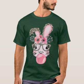 Leopard Print Rabbit Bunny Blowing Bubble Gum East T-Shirt