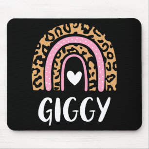 Leopard Print Rainbow Cute Mothers Day Funny Giggy Mouse Pad