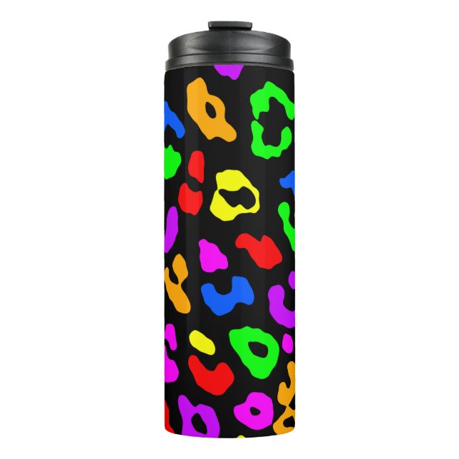 Leopard Print Rainbow Thermal Tumbler (Front)