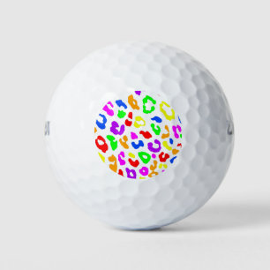 Leopard Print Rainbow White Golf Balls