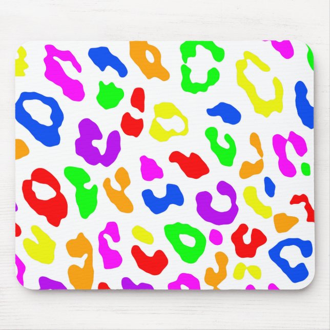 Leopard Print Rainbow White Mouse Pad (Front)