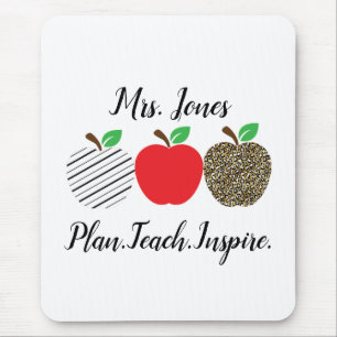 Leopard Print Red Apple Teacher Back To School Mouse Pad