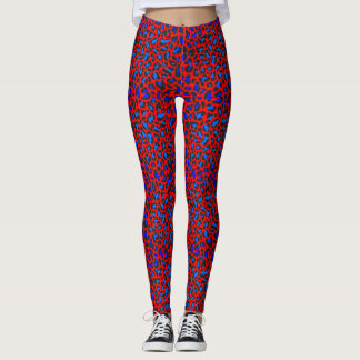 Leopard Print Red Blue Black Leggings