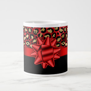 Leopard Print Red, Gold and Black with Red Bow Mug