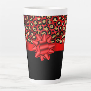 Leopard Print Red, Gold and Black with Red Bow Mug