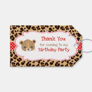 Leopard Print Red Quatrefoil 'Thank You' Tag
