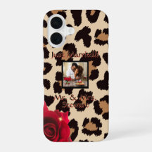 Leopard Print Red Rose Mr. and Mrs. Text Photo