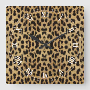 Leopard print Roman Numeral Clock
