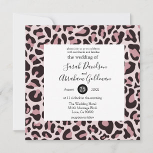 Leopard Print Rose Gold Wedding Invitations