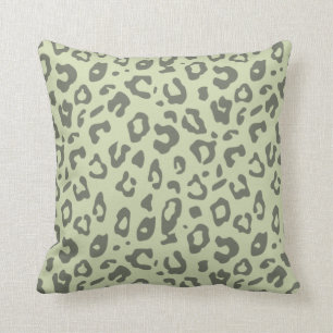Leopard Print Sage Green and Shades Animal Print Cushion