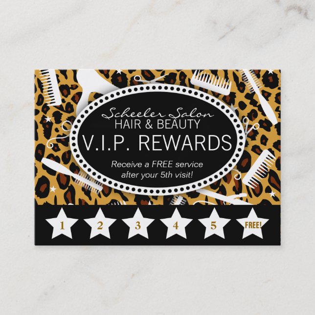 Leopard Print Salon Loyalty Card (Front)
