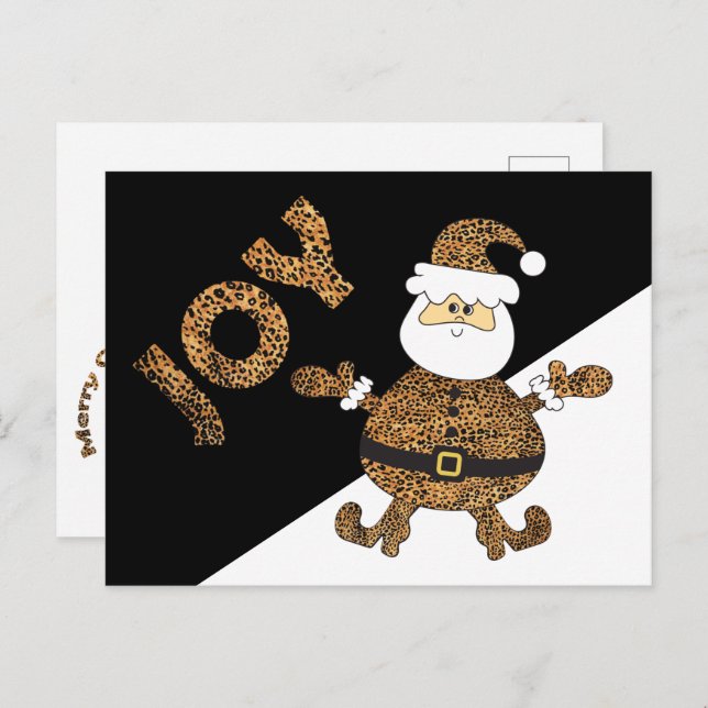 Leopard Print Santa Joy Postcard (Front/Back)