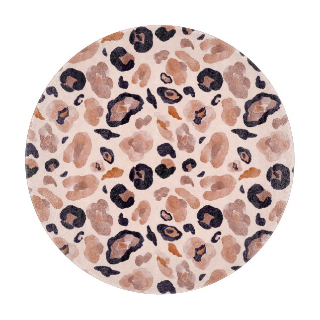 Leopard print, seamless, beige background. cutting board (Front)