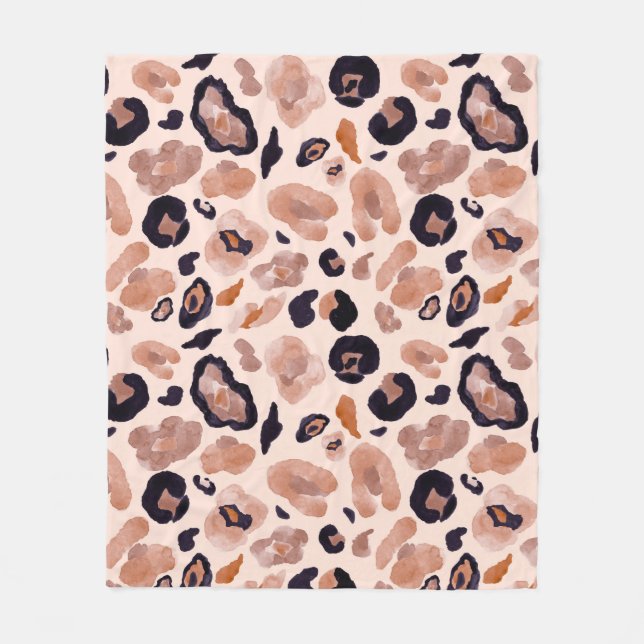 Leopard print, seamless, beige background. fleece blanket (Front)