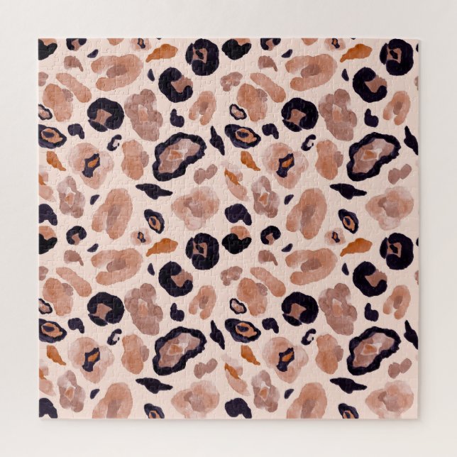 Leopard print, seamless, beige background. jigsaw puzzle (Vertical)
